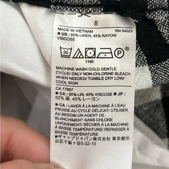 Banana Republic Factory Hayden Pant Black & White Checkered Linen Blend Size 8 - Picture 6 of 7